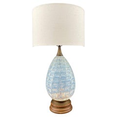 Retro Italian Murano Glass Table Lamp with Brass Accent