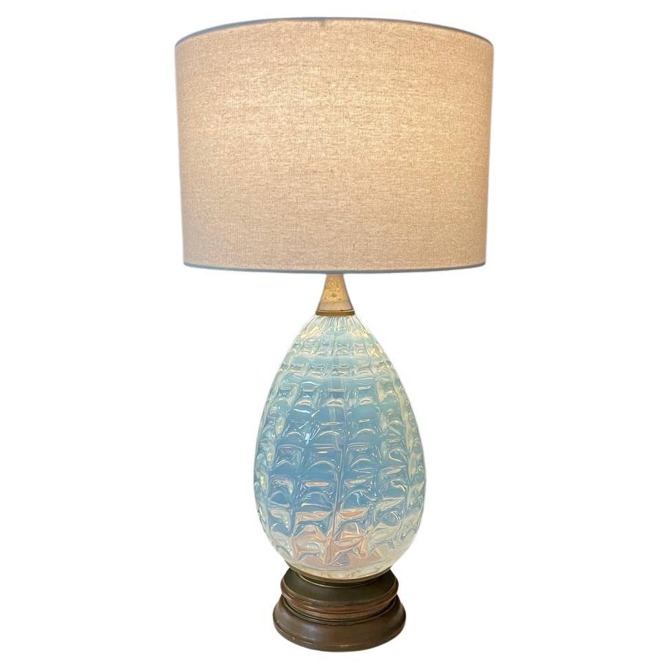 Vintage Italian Murano Glass Table Lamp with Brass Accent For Sale