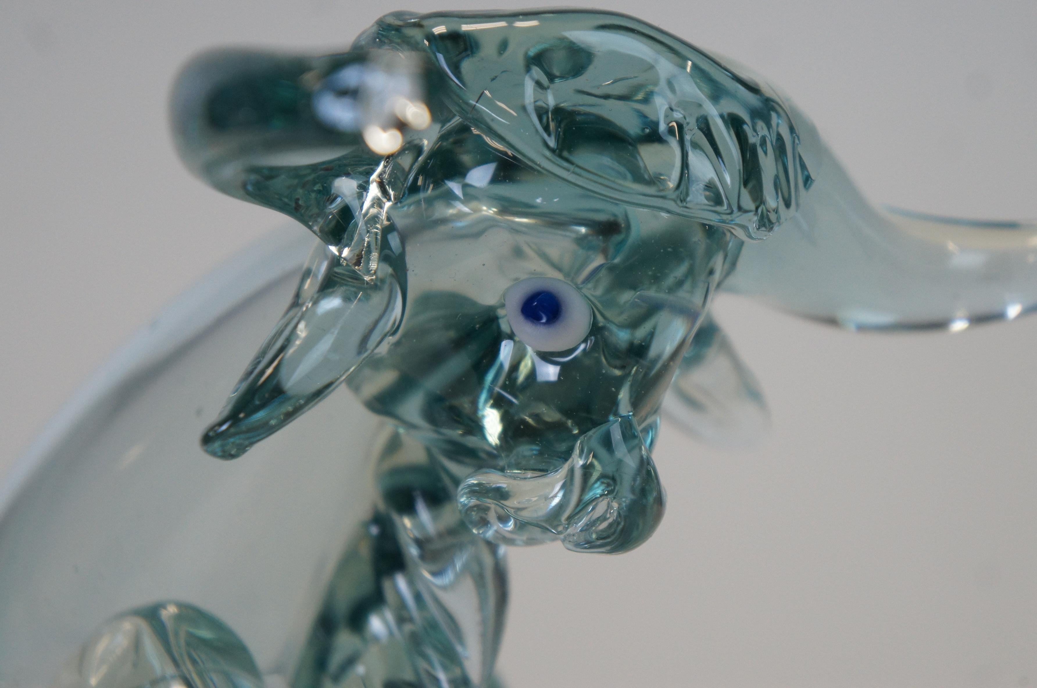 Vintage Italian Murano Hand Blown Blue Art Glass Rodeo Bull Sculptural 11