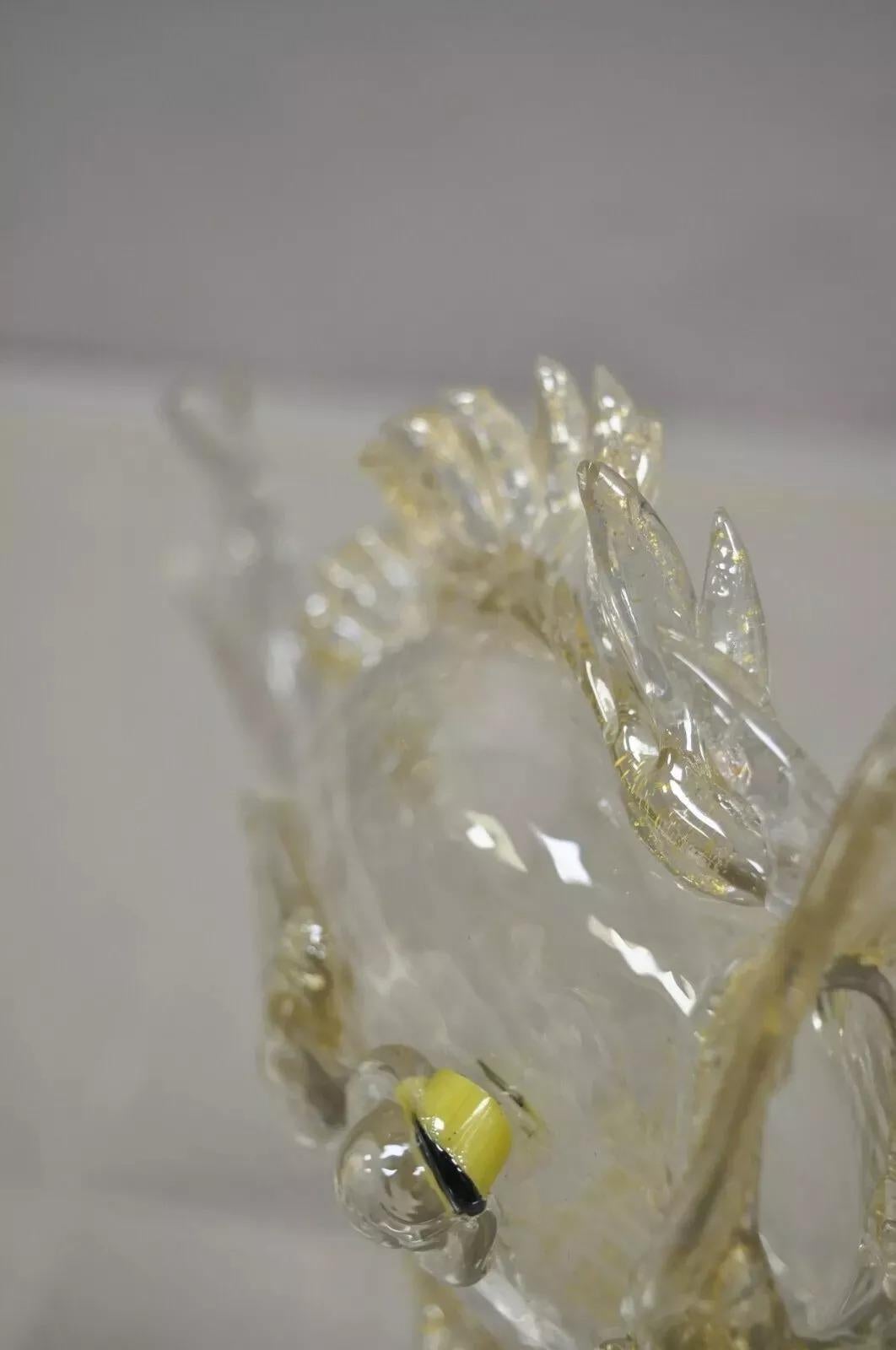 Vintage Italian Glass Murano mundgeblasen Gold Fleck 12