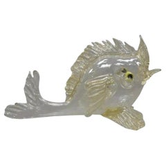 Vintage Italian Murano Hand Blown Glass Gold Fleck 12" Fish Sculpture Figure