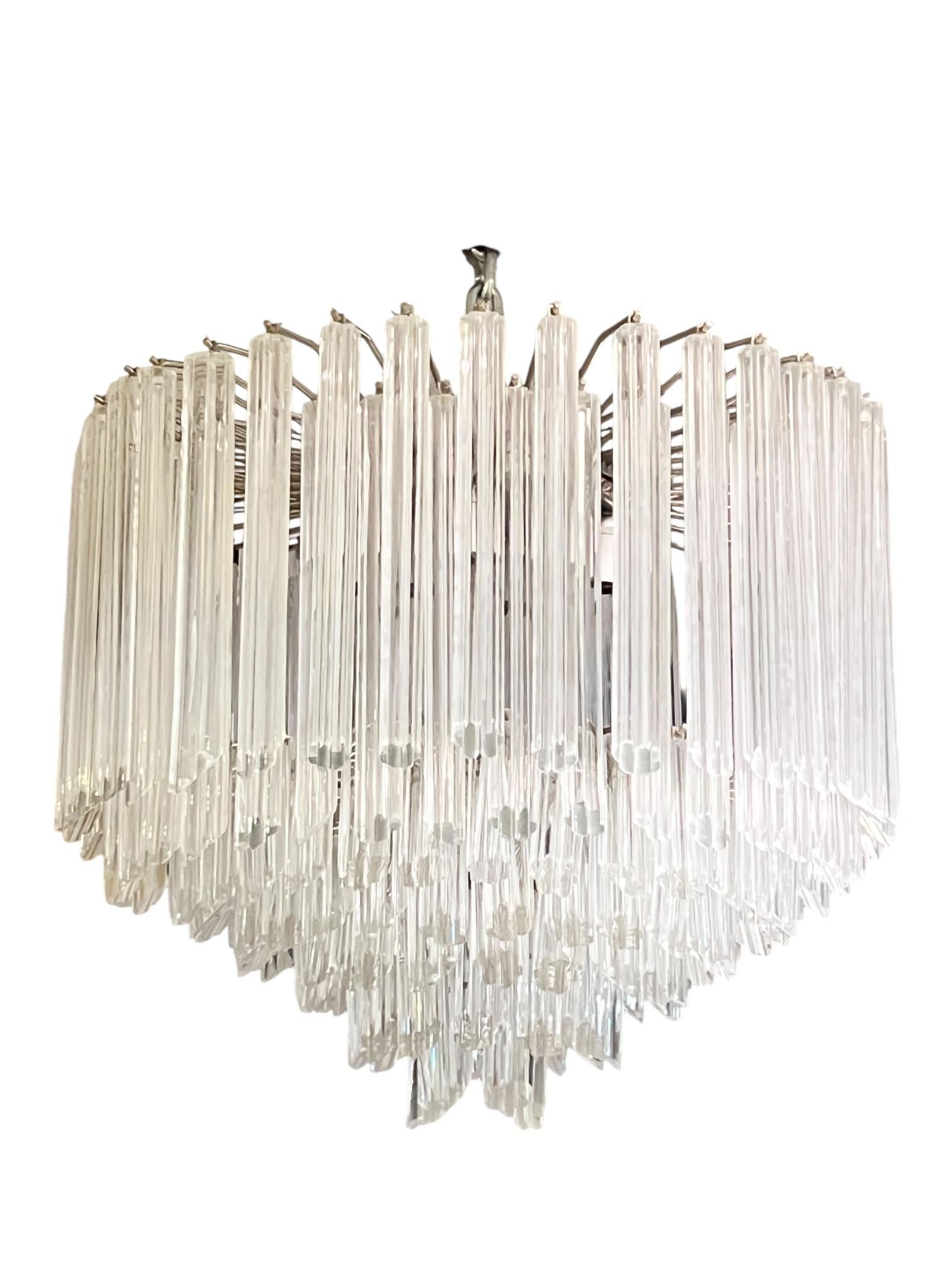 Modern Vintage Italian Murano Hexahedron Glass Chandelier For Sale
