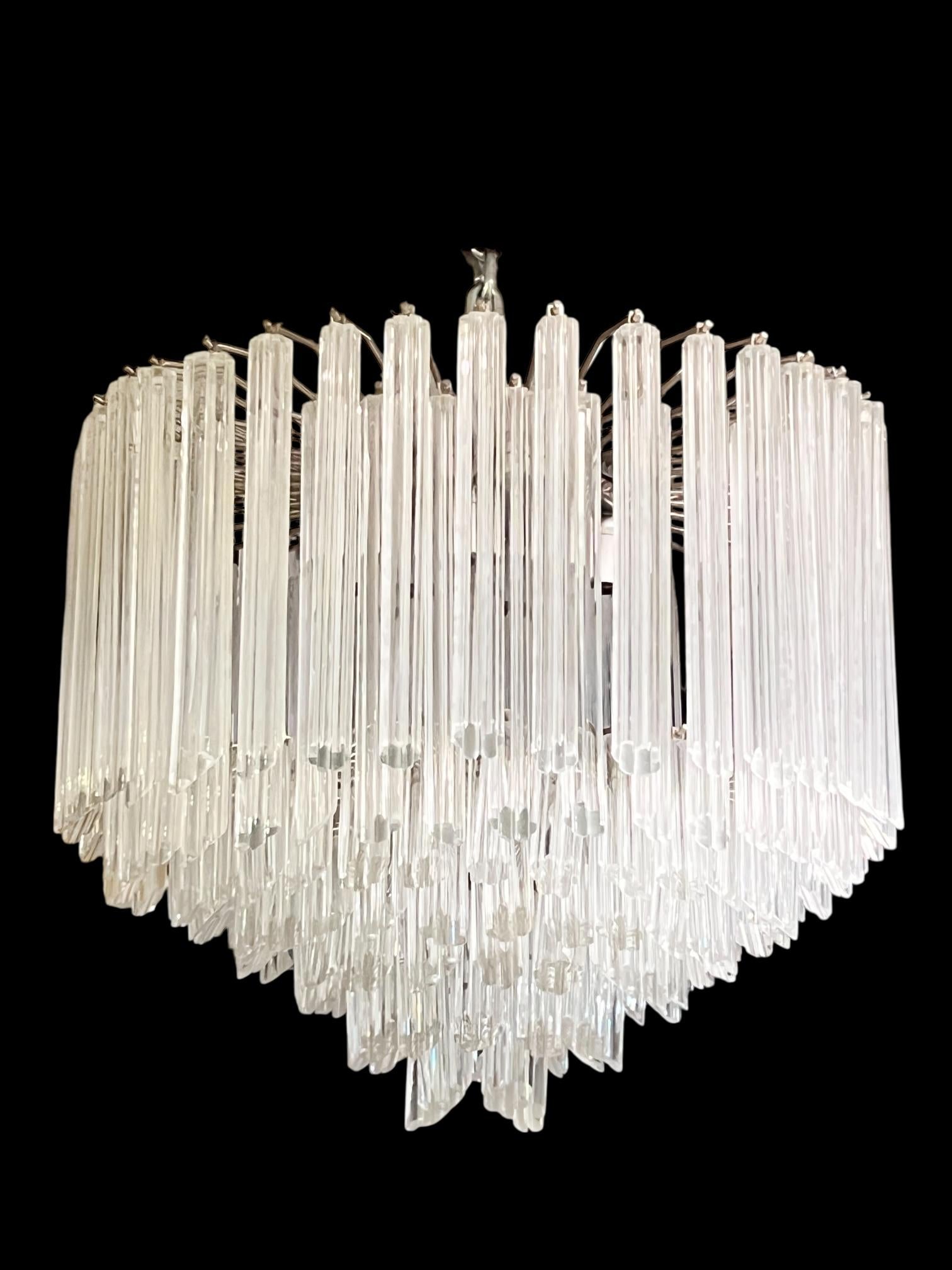 Vintage Italian Murano Hexahedron Glass Chandelier In Good Condition For Sale In New York, NY