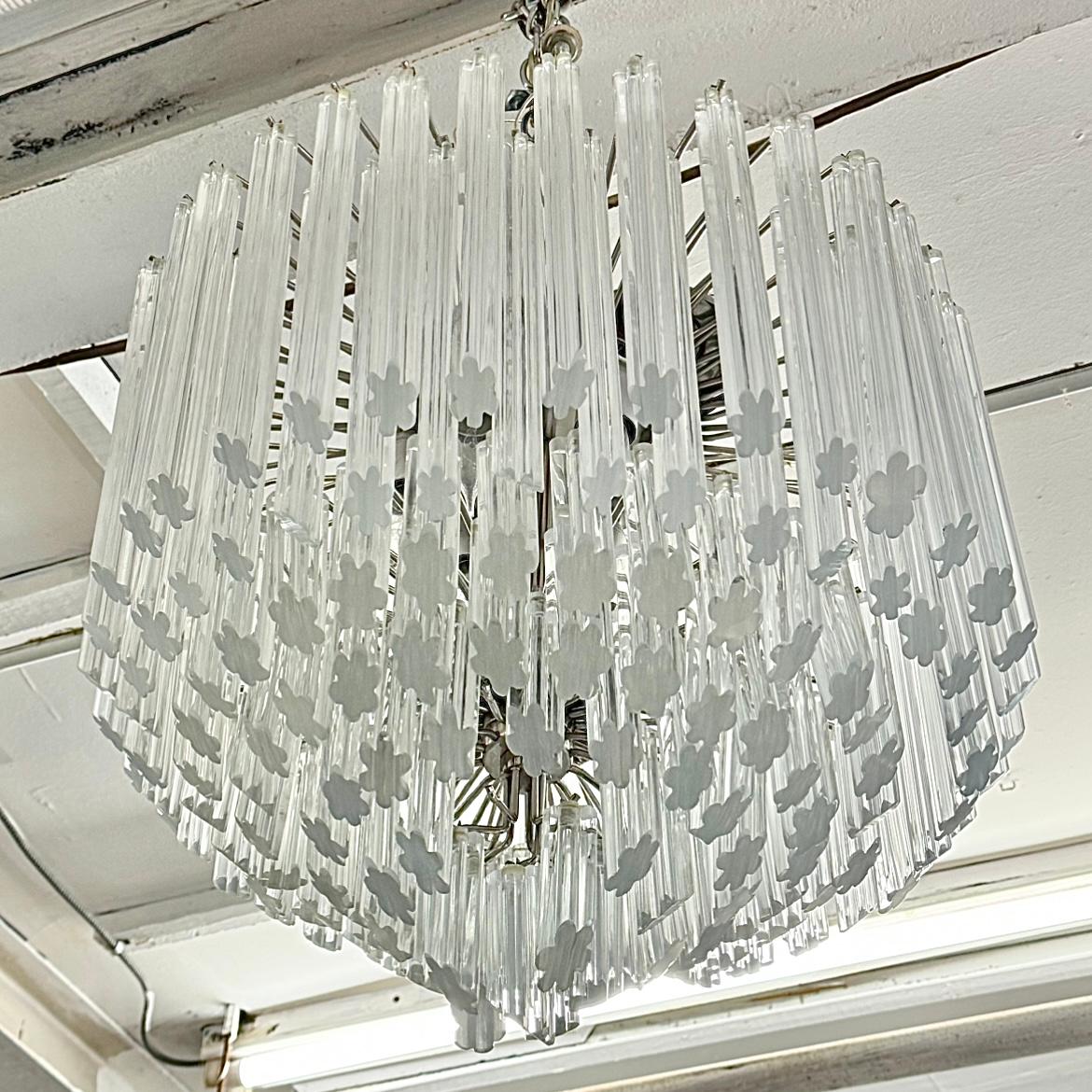 Vintage Italian Murano Hexahedron Glass Chandelier For Sale 2