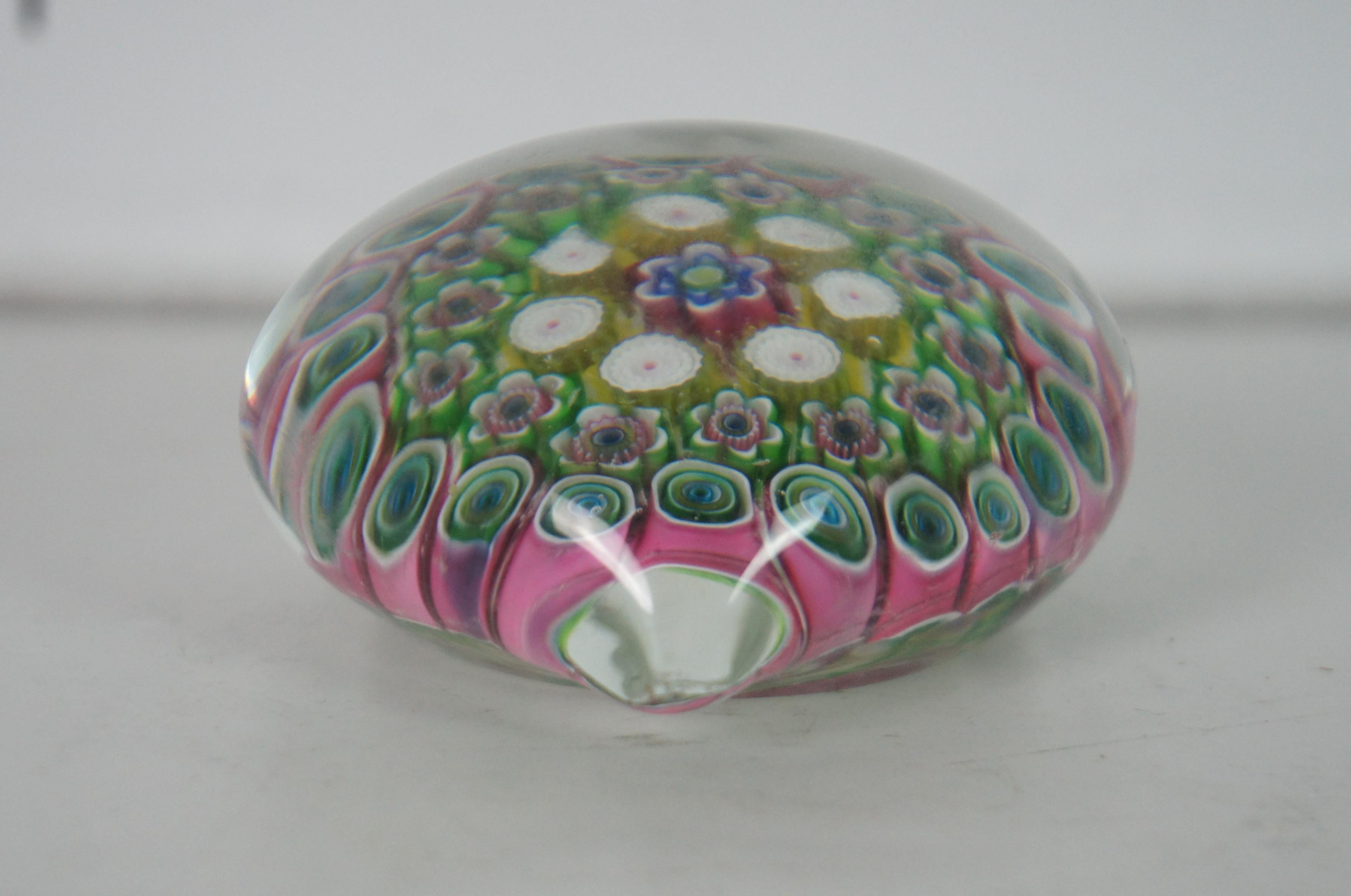Vintage Italian Murano Millefiori Cane Glass Floral Heart Paperweight 1
