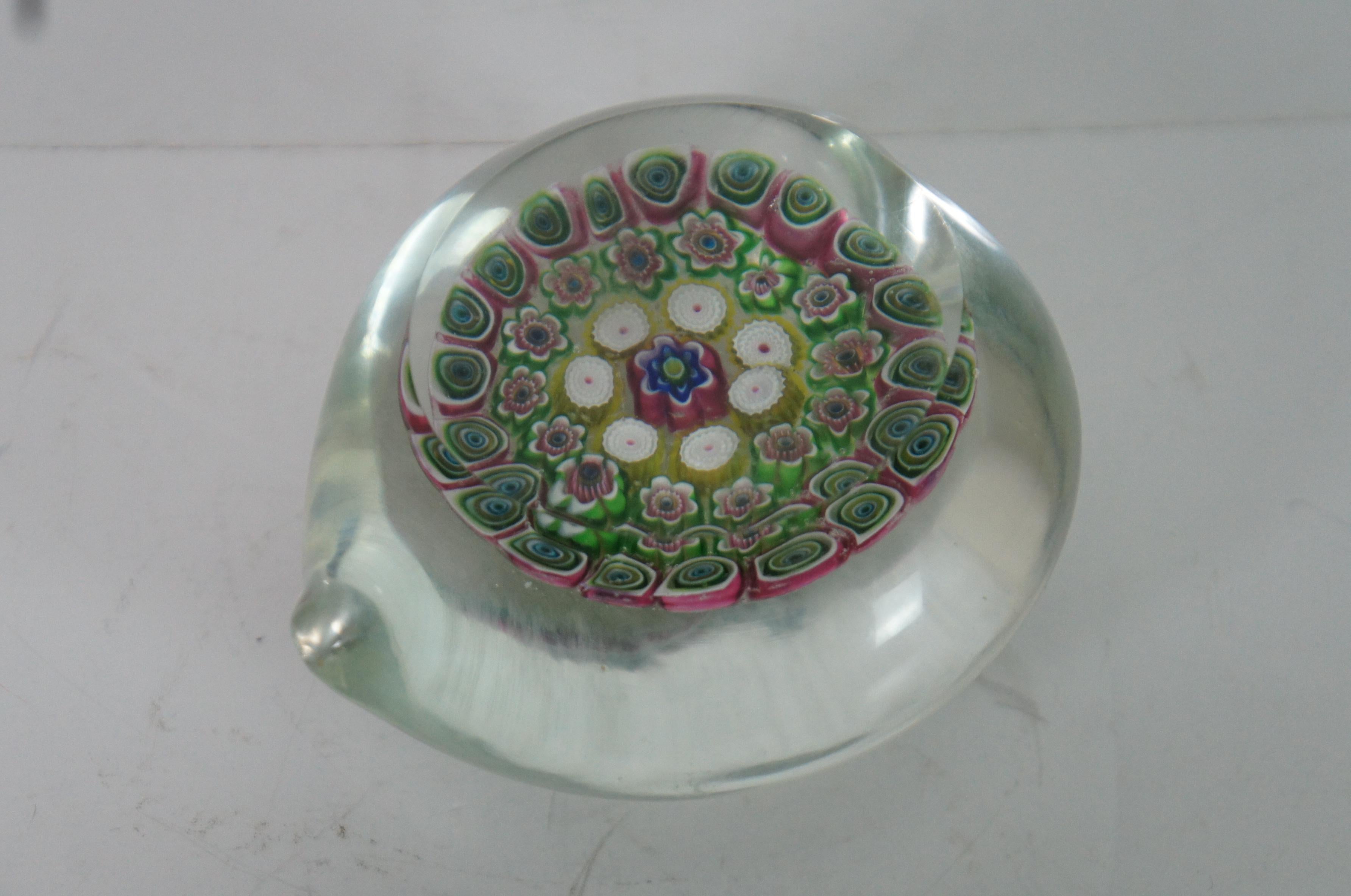 Vintage Italian Murano Millefiori Cane Glass Floral Heart Paperweight 3