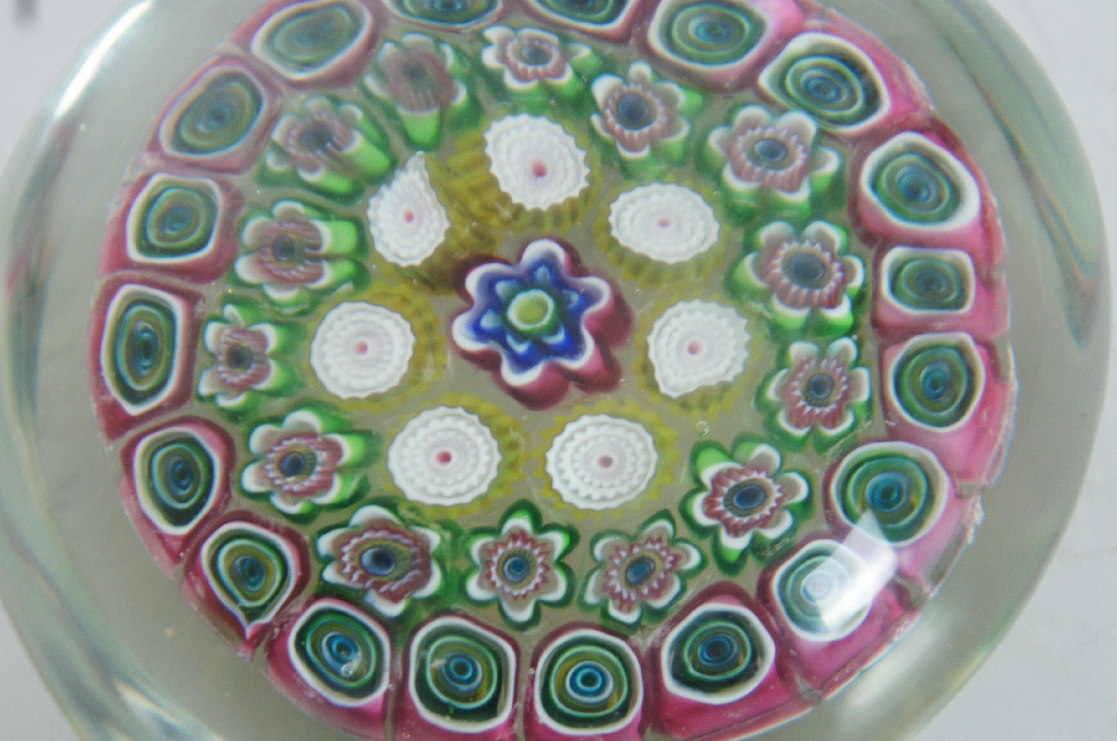 Vintage Italian Murano Millefiori Cane Glass Floral Heart Paperweight 4