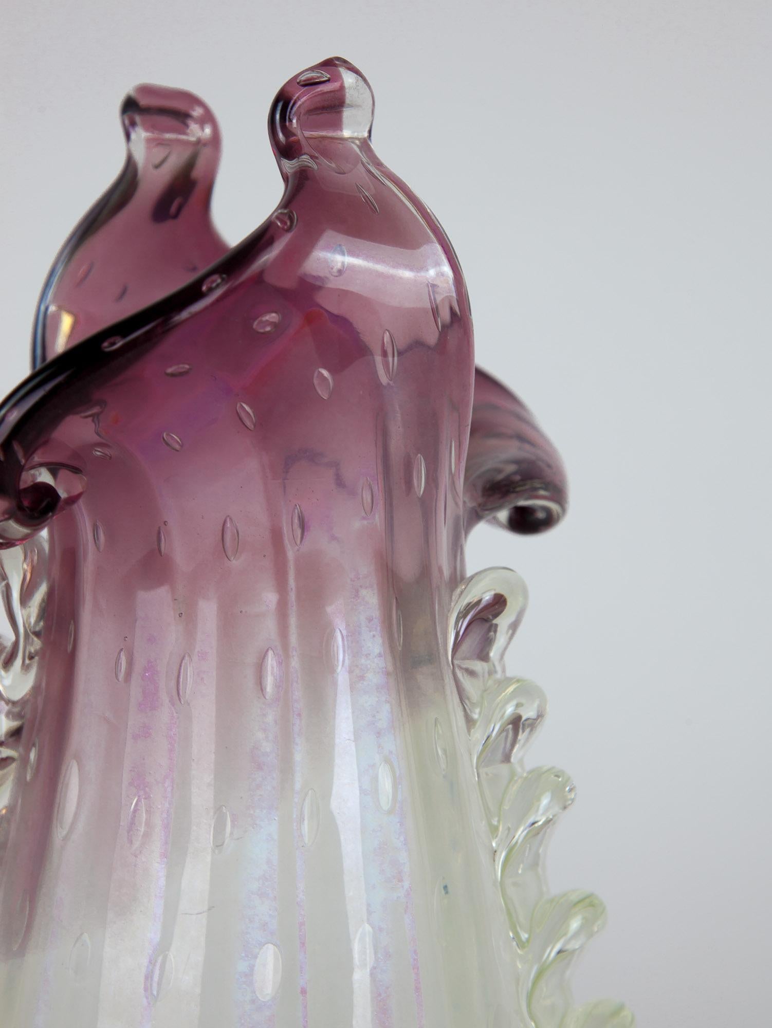 Vintage Italian Murano Pearlescent Glass Vase, 1940s For Sale 4