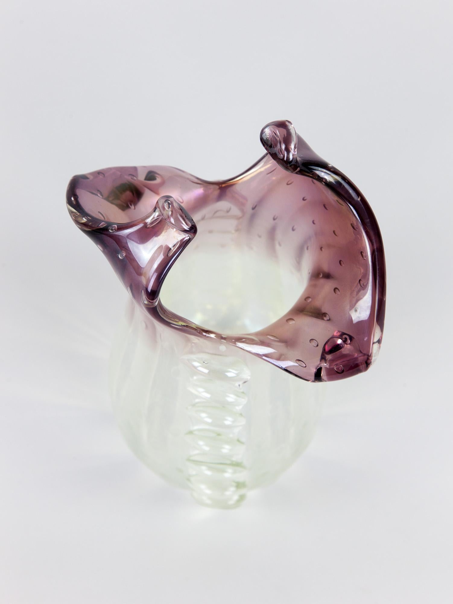 Vintage Italian Murano Pearlescent Glass Vase, 1940s For Sale 7