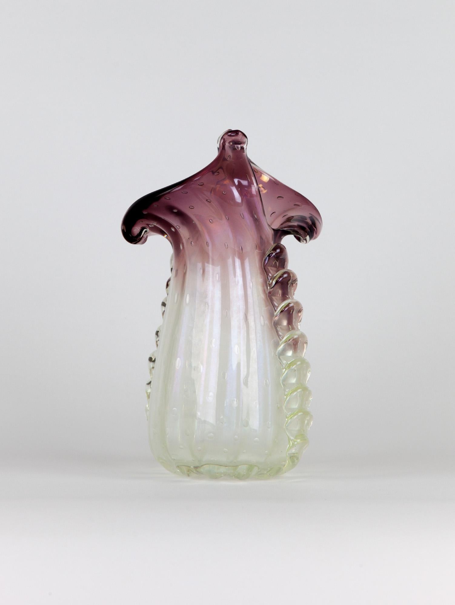 Vintage Italian Murano Pearlescent Glass Vase, 1940s For Sale 1