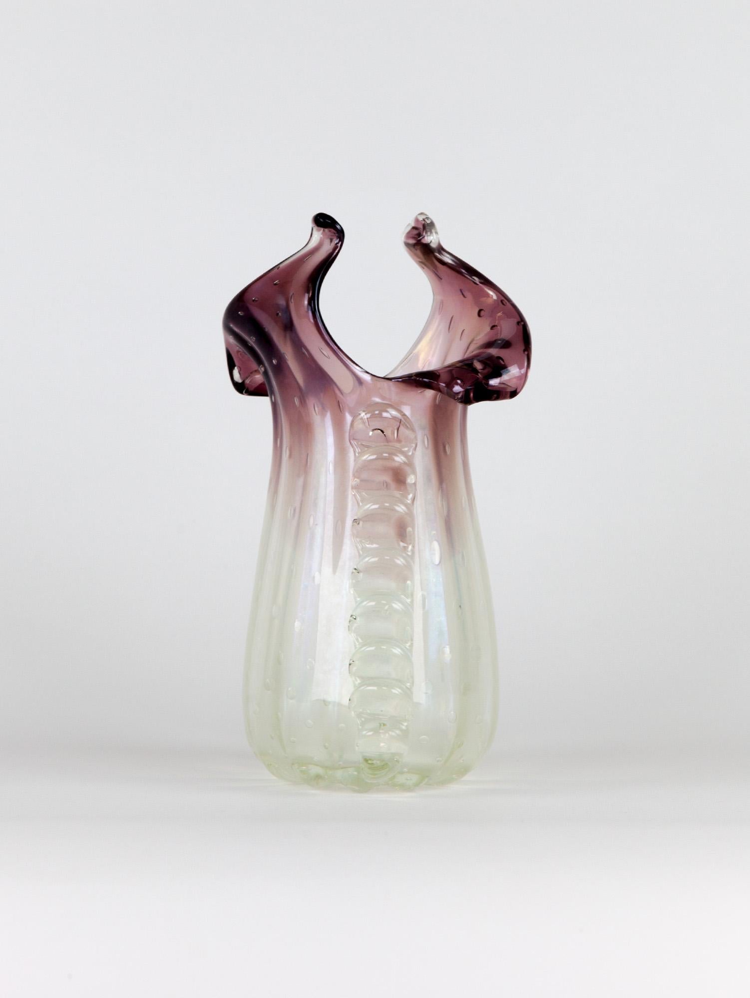Vintage Italian Murano Pearlescent Glass Vase, 1940s For Sale 2
