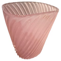 Vintage Italian Murano Pink Swirl Art Glass Vase, 1970s