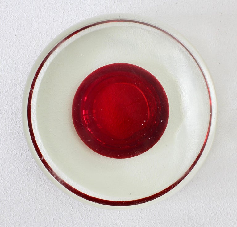 Vintage Italian Murano Red and Clear Sommerso Glass Bowl, Dish or Ashtray For Sale 10