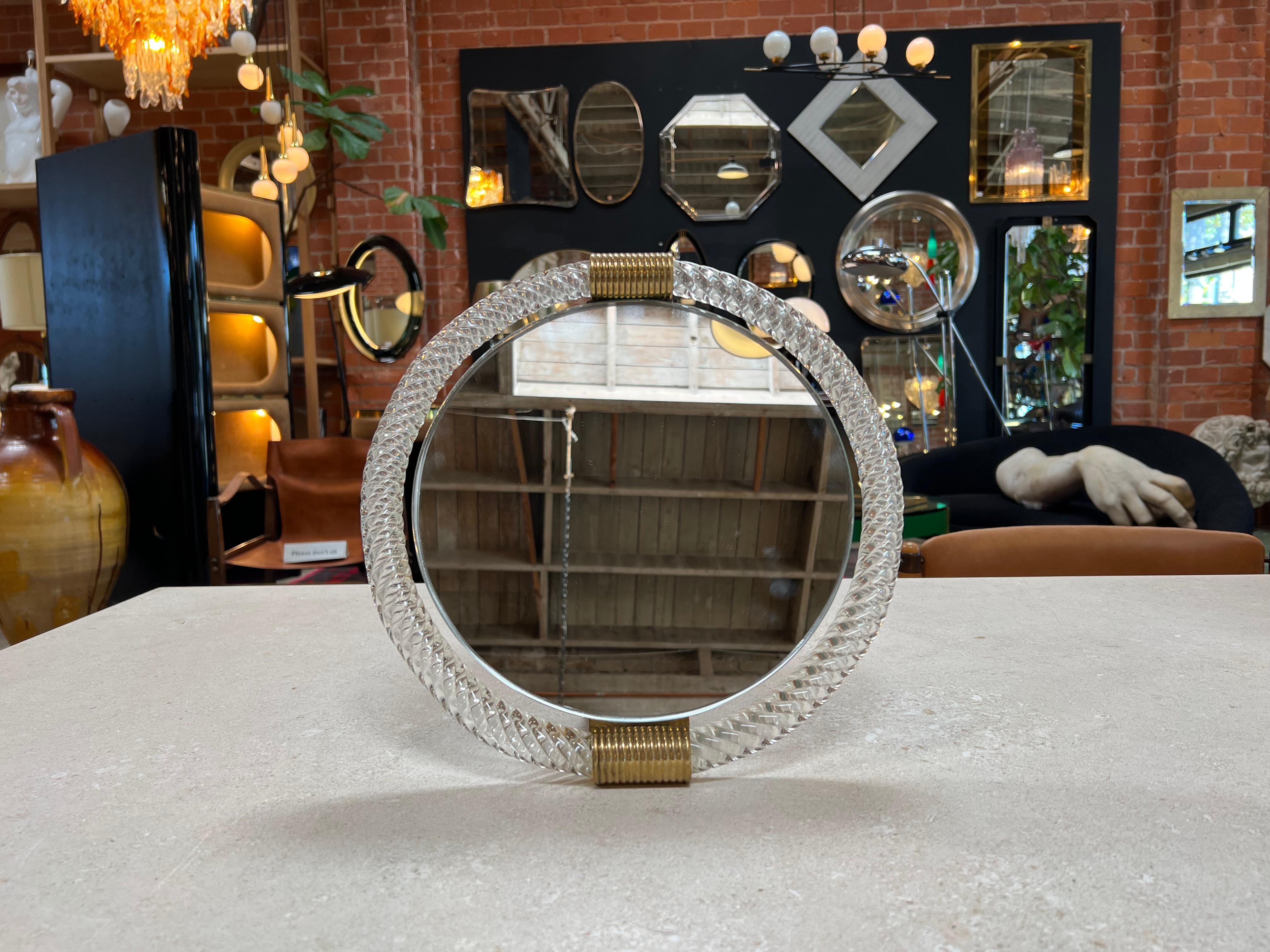 Mid-20th Century Vintage Italian Murano Round Table Mirror 1960s For Sale