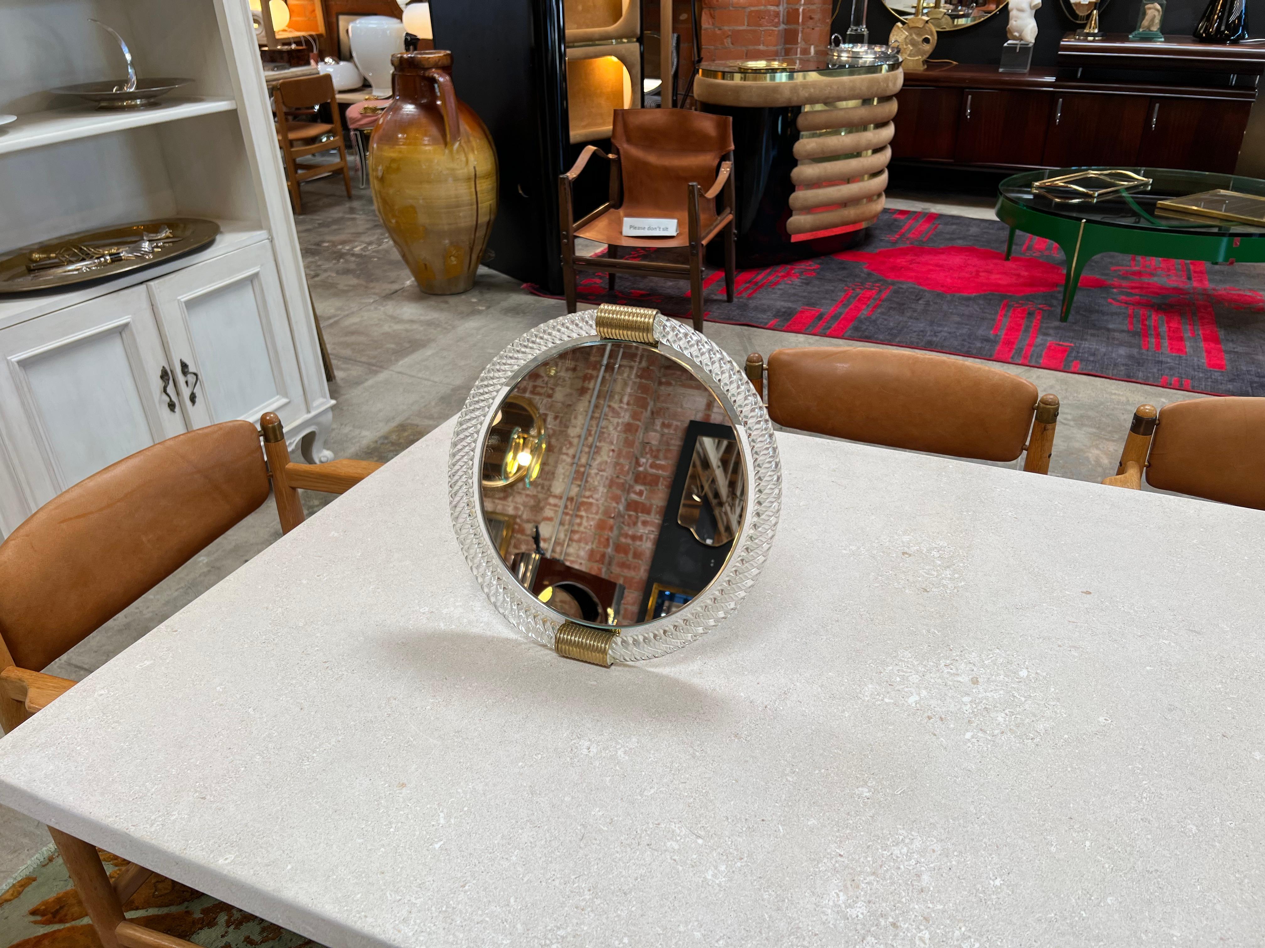 Vintage Italian Murano Round Table Mirror 1960s For Sale 2