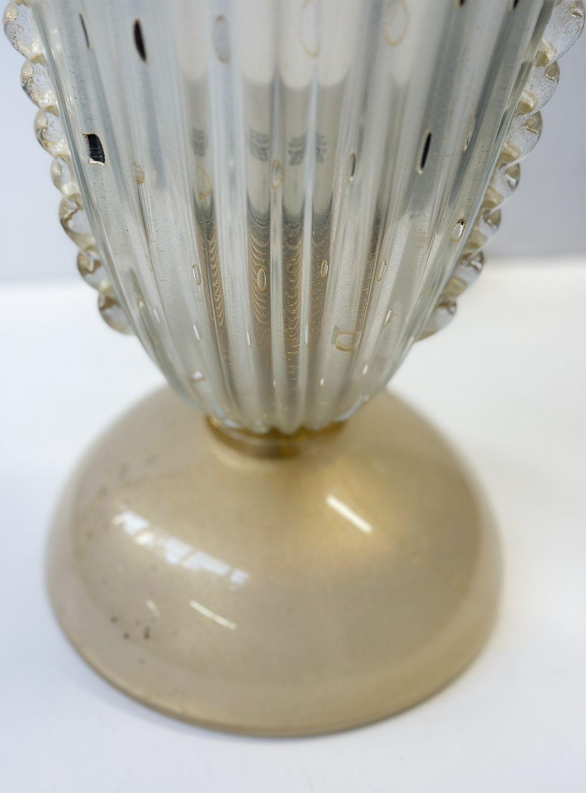 Vintage Italian Murano Table Lamp with Gold Flecks, c. 1970's For Sale 1