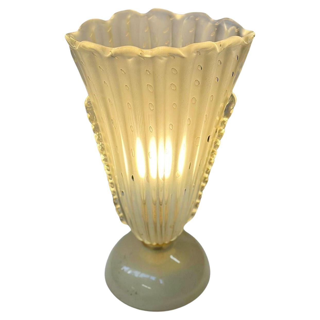 Vintage Italian Murano Table Lamp with Gold Flecks, c. 1970's For Sale