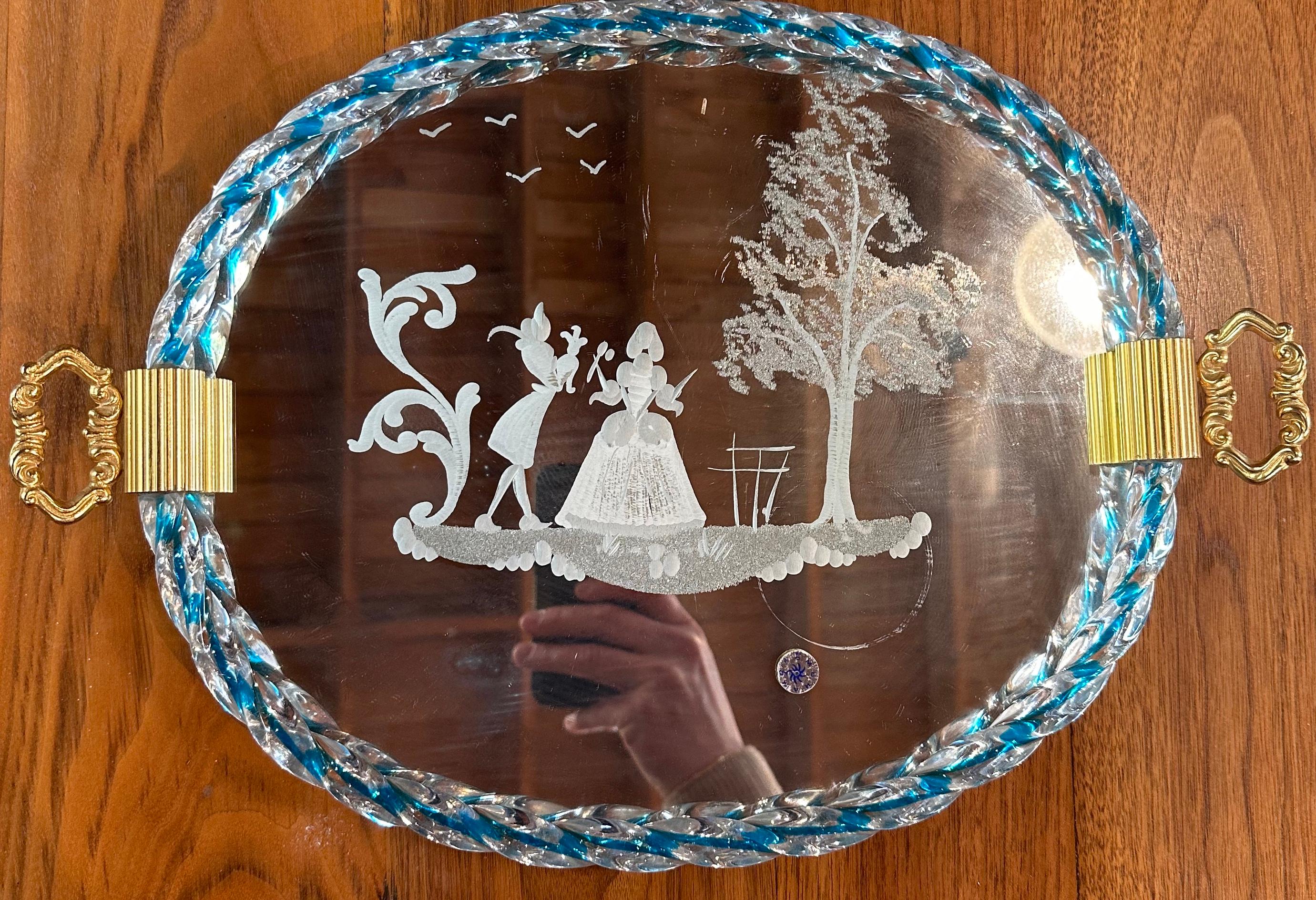 Bandeja vintage italiana de Murano de S.A.L.I.R1940 Latón en venta