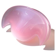Vintage Italian Murano Vetri 1970 Pink Opal Shell Glass Bowl Signed