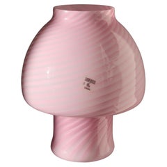 Vintage Italian Murano Vetri Pink Swirl Mushroom Lamp