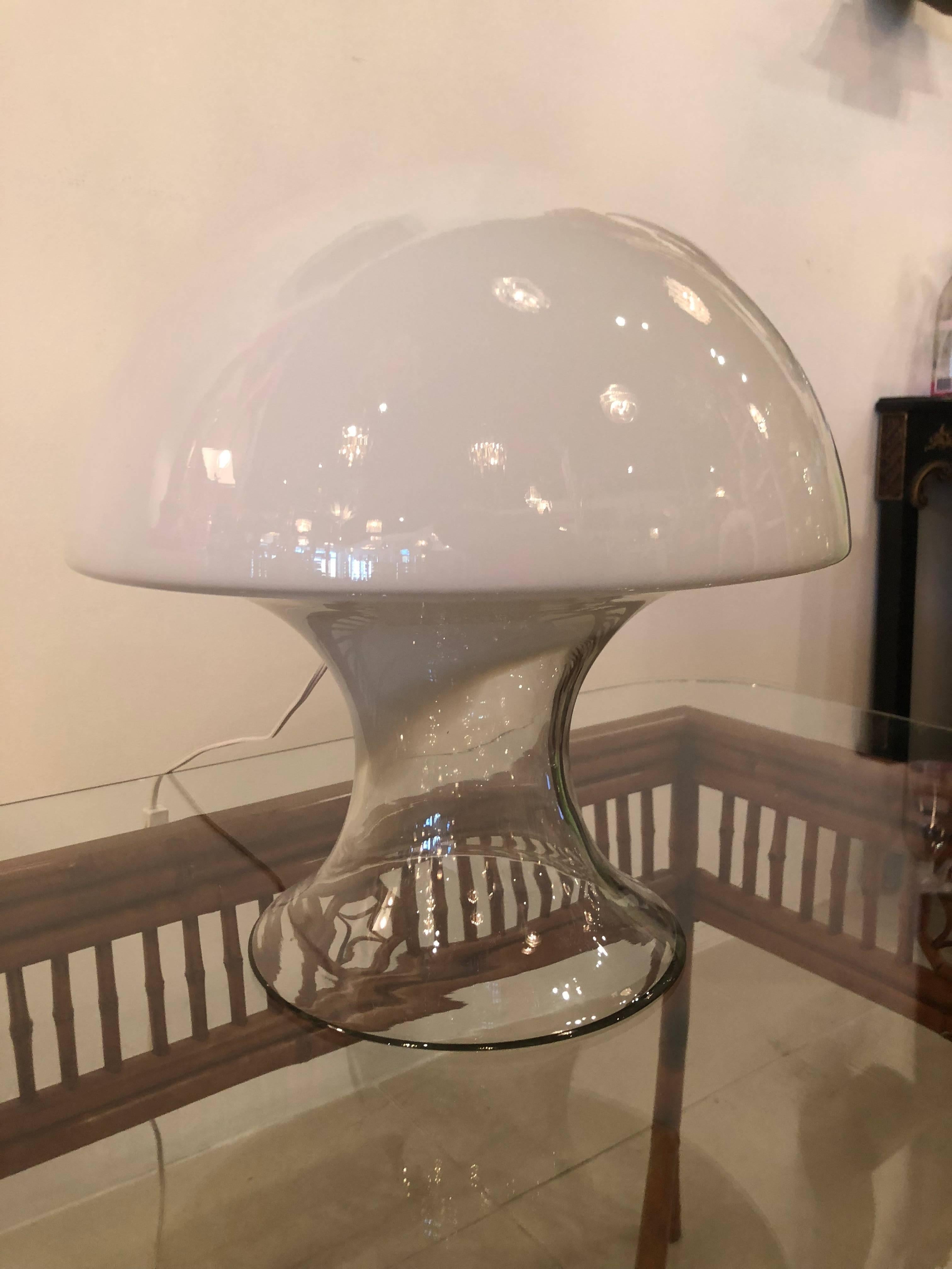 Hollywood Regency Vintage Italian Murano Vistosi Mushroom Glass Table Lamp