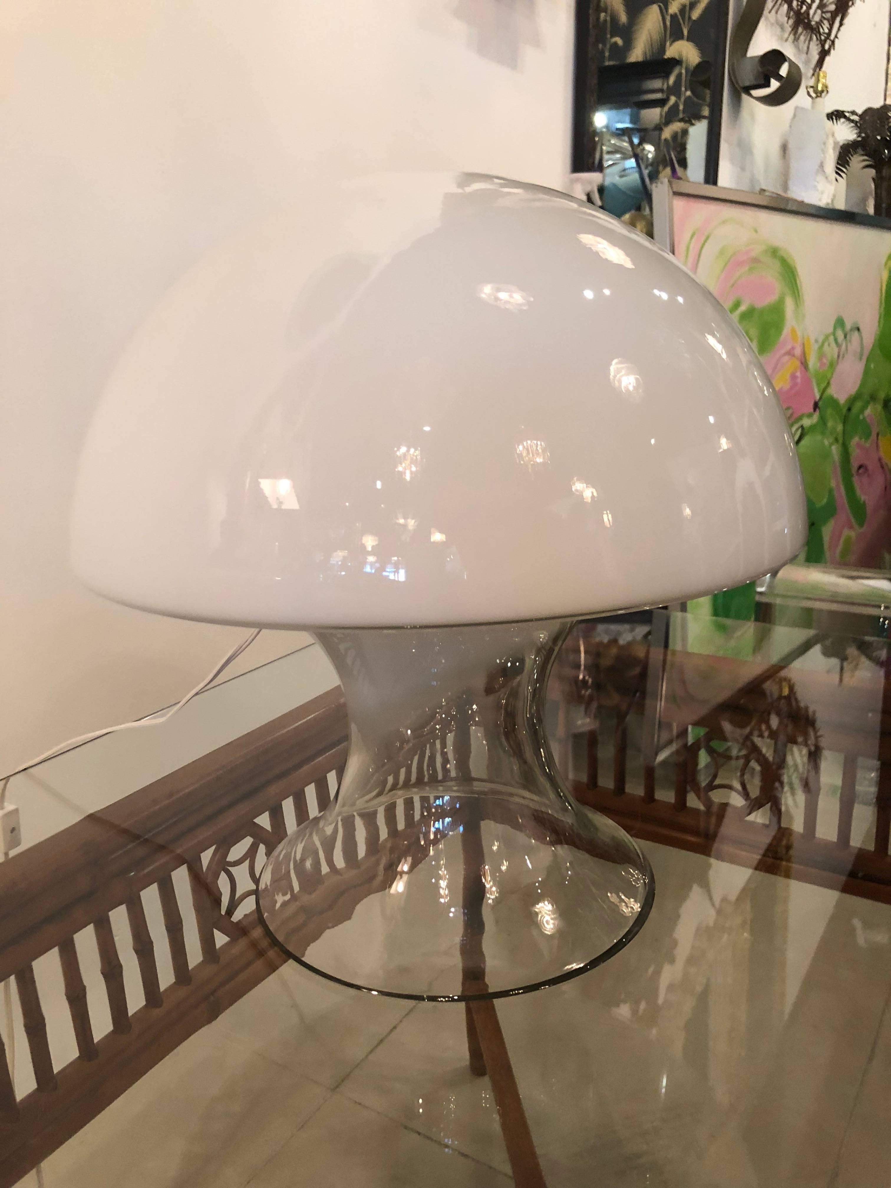 Vintage Italian Murano Vistosi Mushroom Glass Table Lamp 1