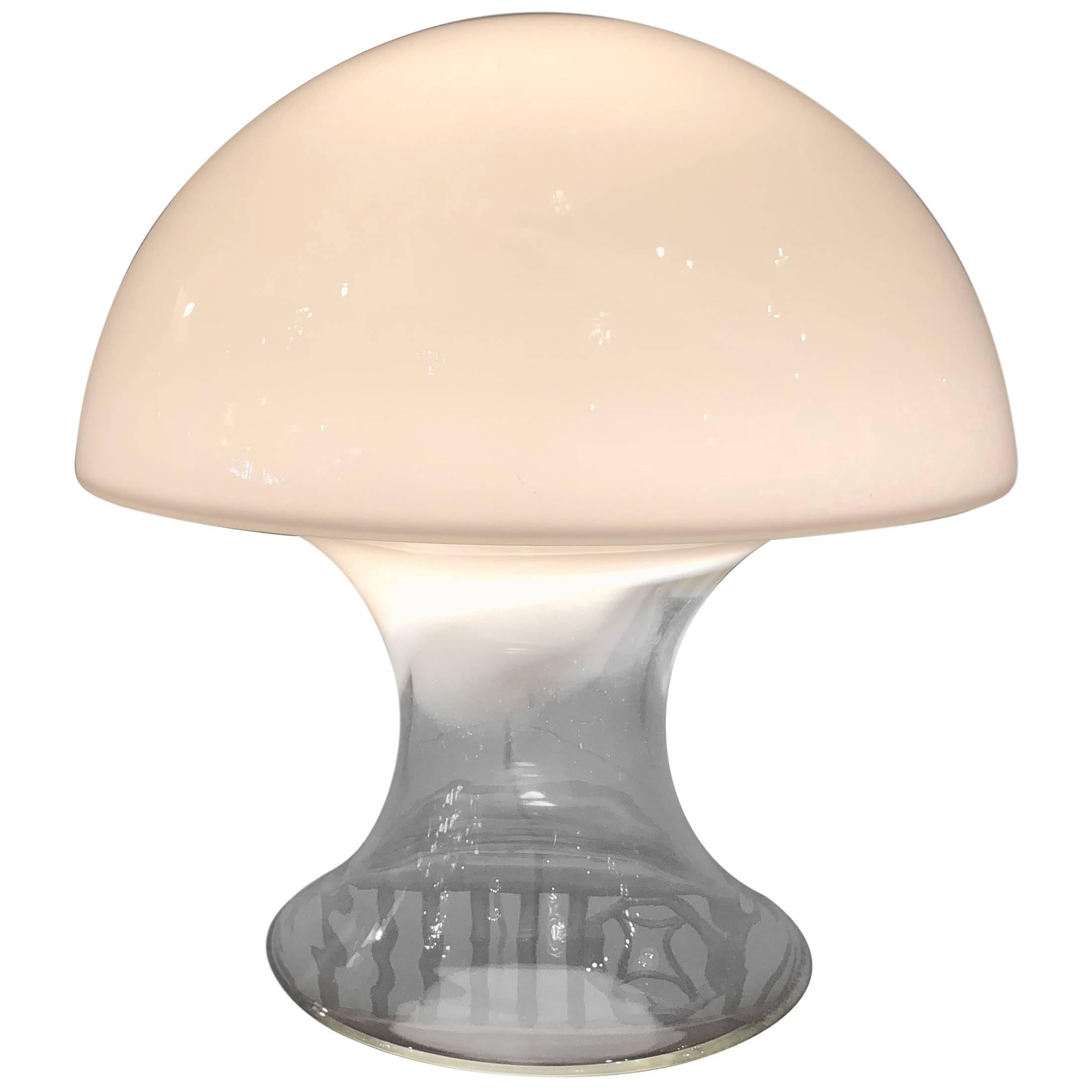 Vintage Italian Murano Vistosi Mushroom Glass Table Lamp