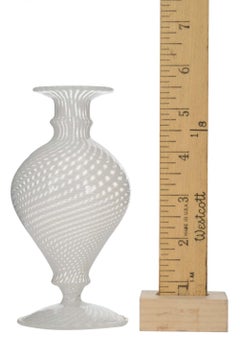 Vintage Italian Murano White Striped Glass Vase