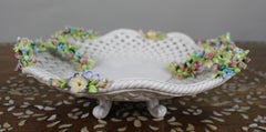 Vintage Italian Museo di Capodimonte Floral Lattice Basket Centrepiece