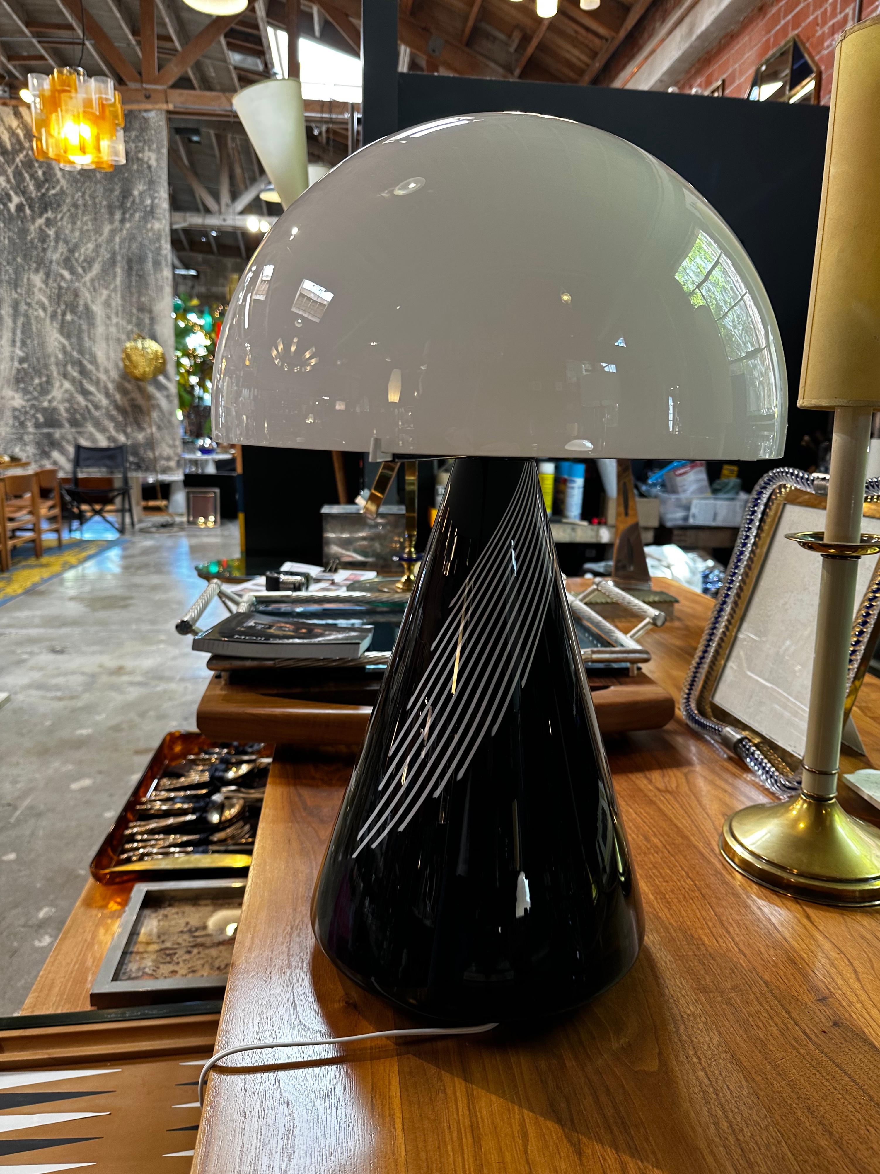 Glass Vintage Italian Mushroom Table Lamp by Leucos, 1980s