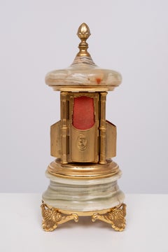 Vintage Italian Music Box Cigarette Carousel Onyx and Brass 1960s