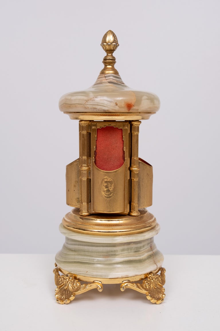 music box cigarette dispenser Vintage Italian Music Box Cigarette Carousel Onyx and Brass 1960s at 1stDibs