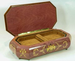 Vintage Italian Music Box Footed Wooden Inlaid Jewelry Box Made in Italy