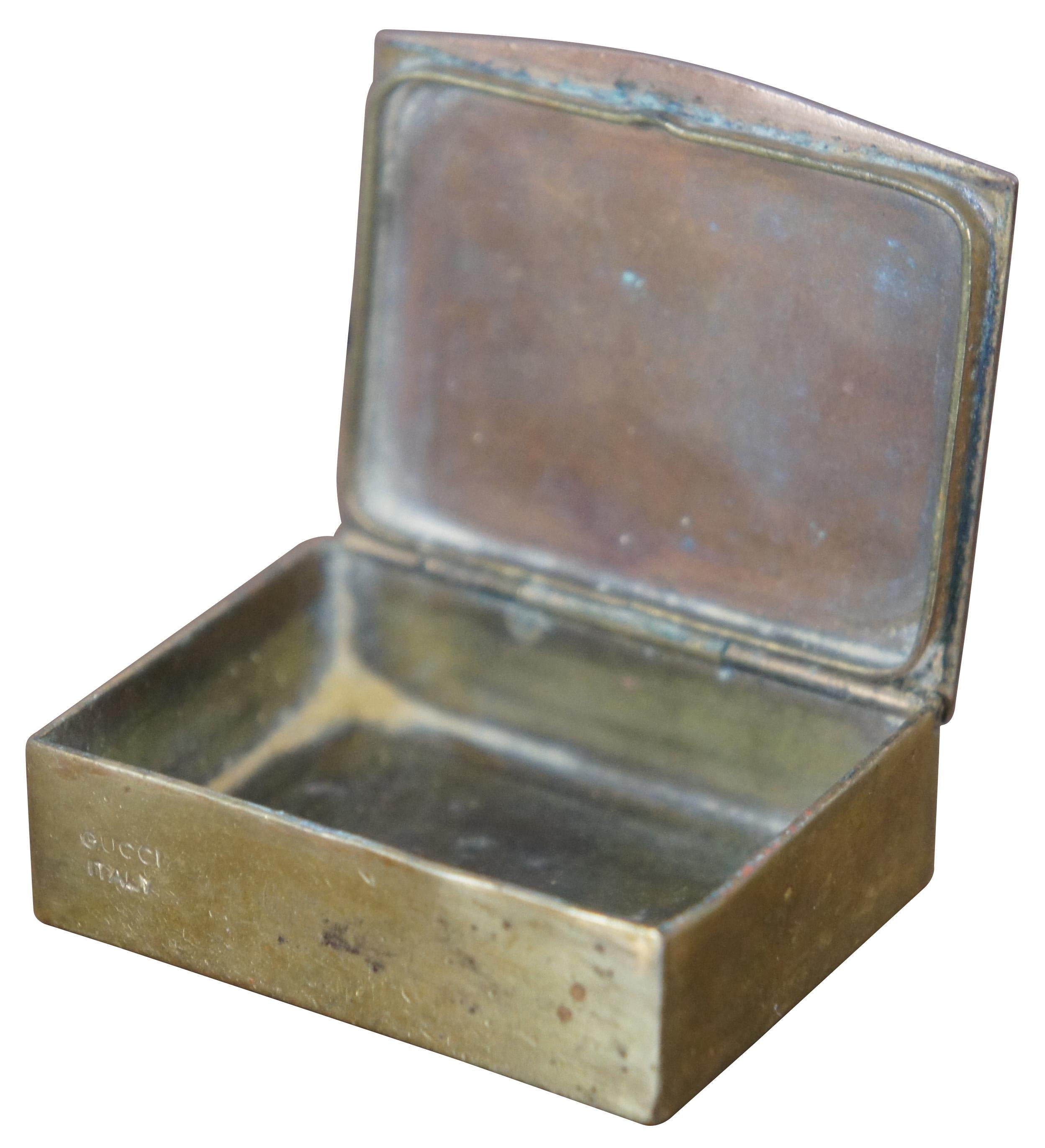 Vintage Italian Nautical Brass Blue Enamel Anchor Pill Keepsake Box In Good Condition In Dayton, OH