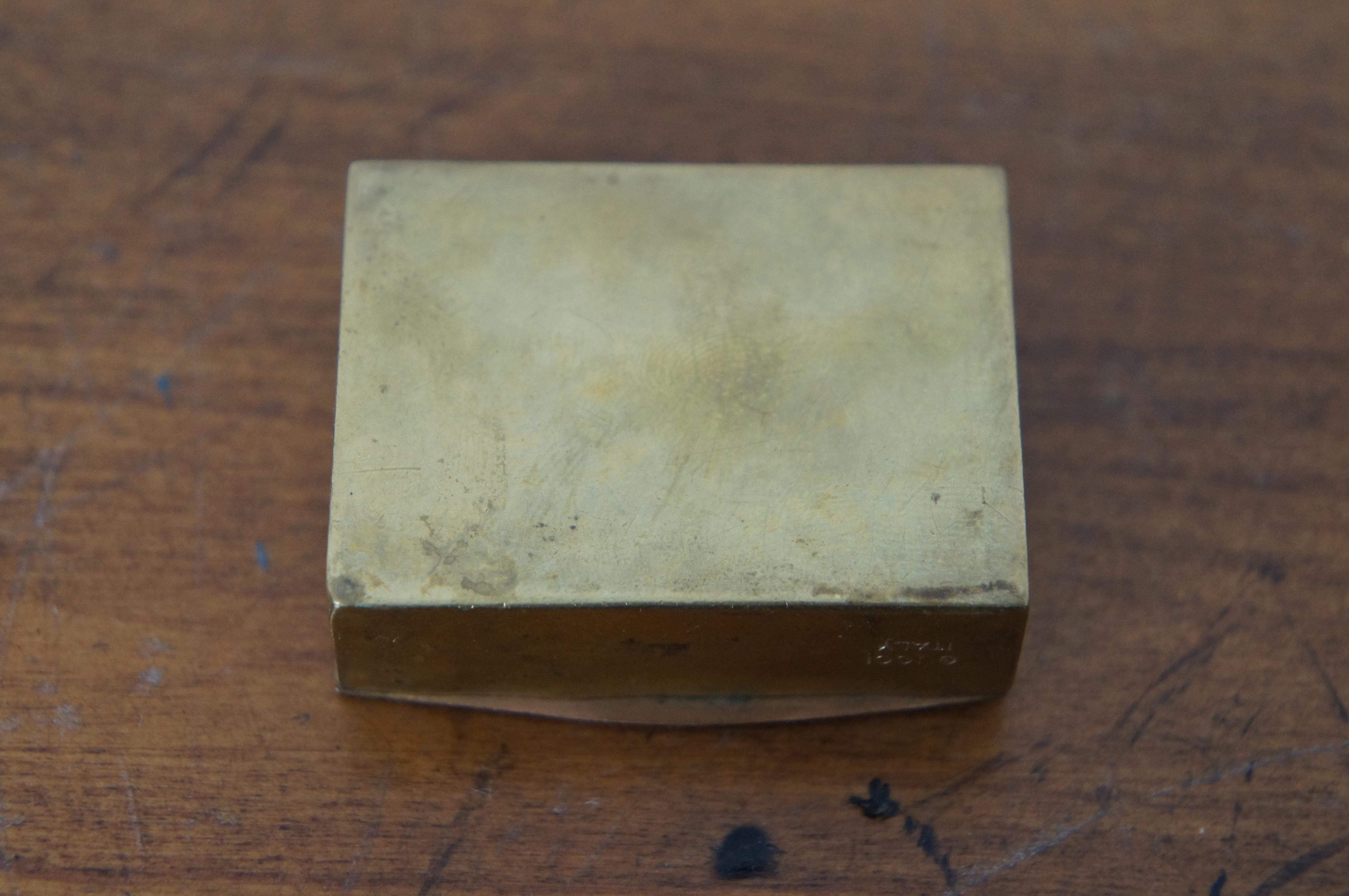 Vintage Italian Nautical Brass Blue Enamel Anchor Pill Keepsake Box 4