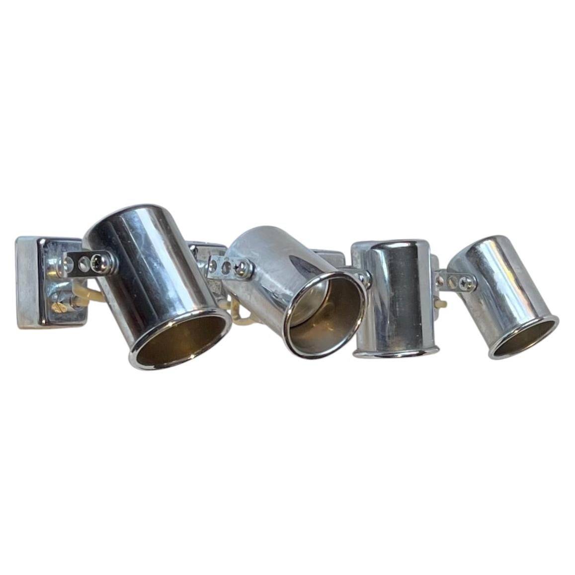 Vintage Italian Nautical Ship Cabin Wall Lights in Chrome, 1970s, Set of 4 For Sale