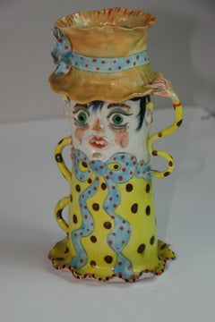 Vintage Italian Neapolitan Ceramic Bud Vase "The Madd Hatter" by I.Z. 1960's