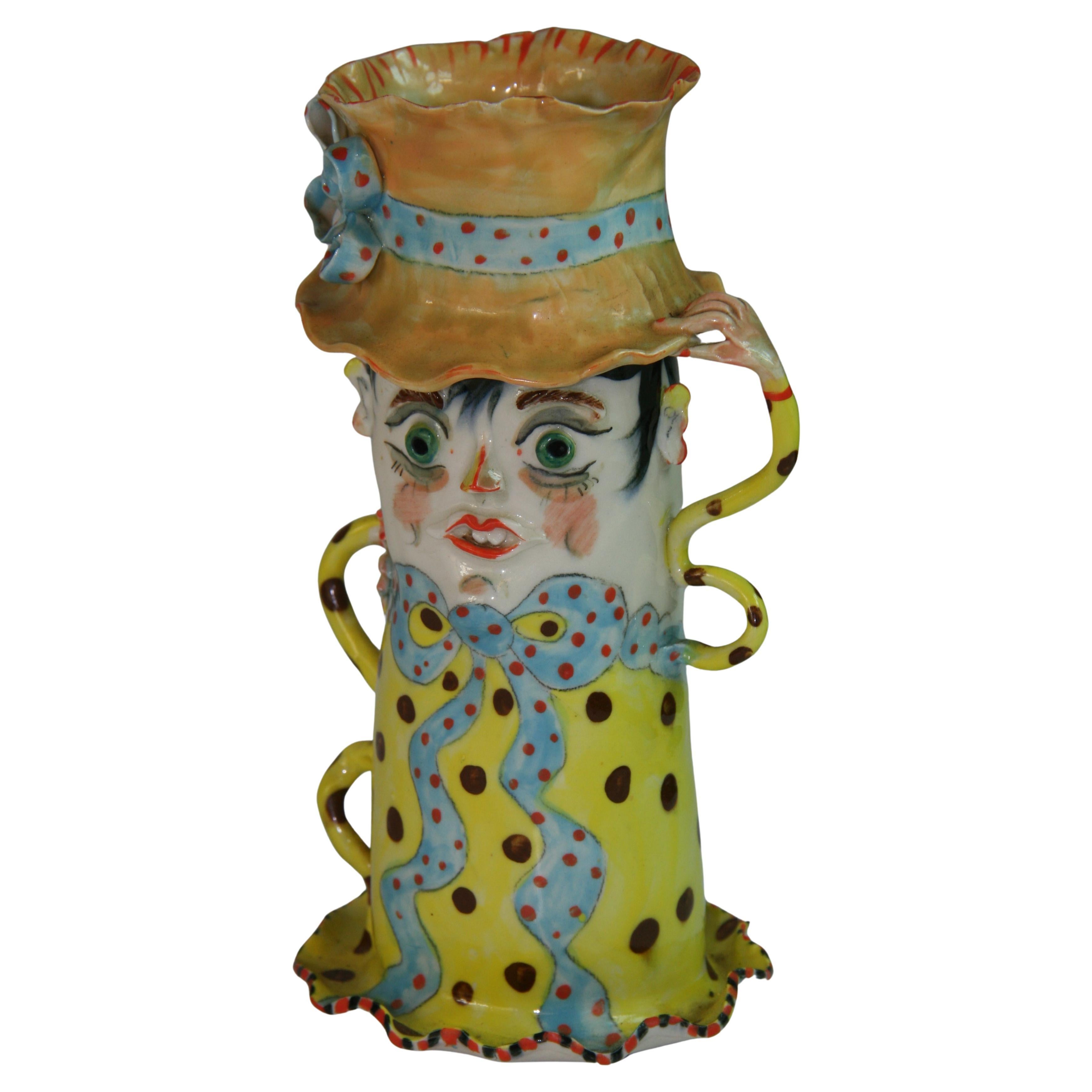 Italienische neapolitanische Vintage-Keramik-Knospenvase „The Madd Hatter“ von I.Z., 1960er Jahre