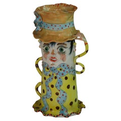 Italienische neapolitanische Vintage-Keramik-Knospenvase „The Madd Hatter“ von I.Z., 1960er Jahre
