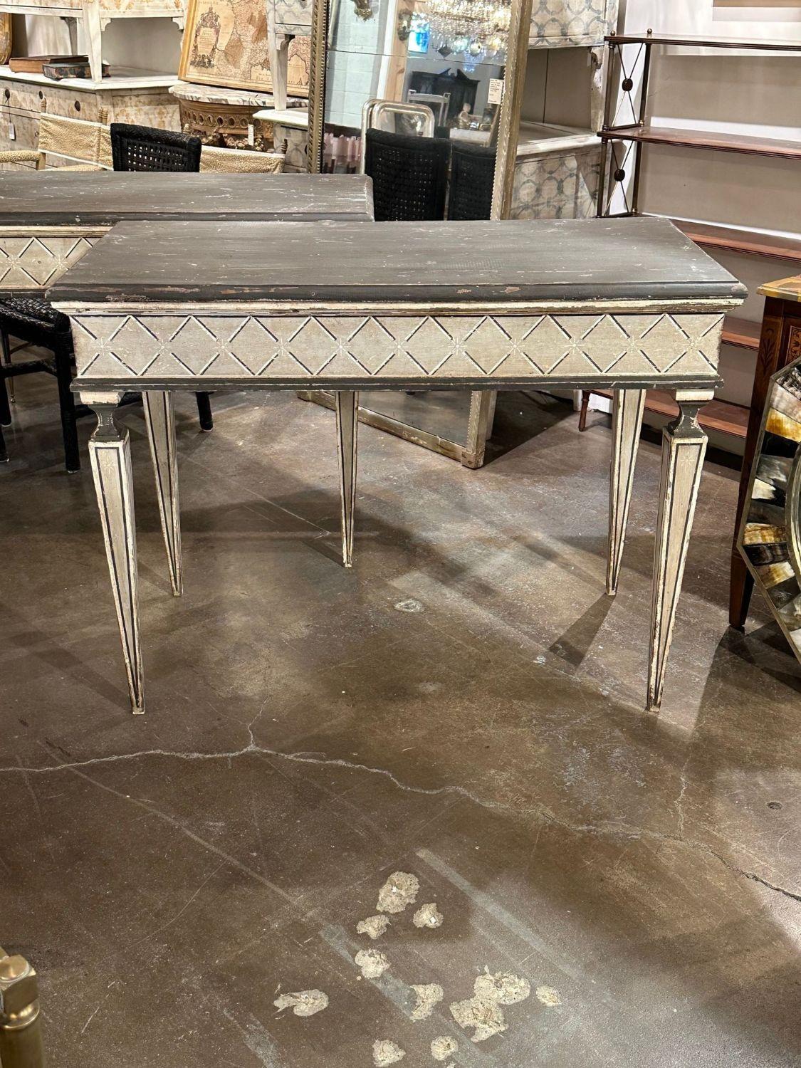 Vintage Italian neo-classical painted consoles. Circa 1940. Perfect for today's transitional designs! Note: these are sold separately.