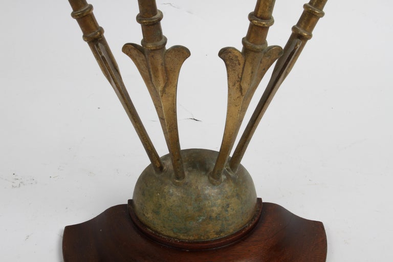 Vintage Italian Neo-Classical Demi-Lune Bronze Arrows & Mahogany Console Table For Sale 4