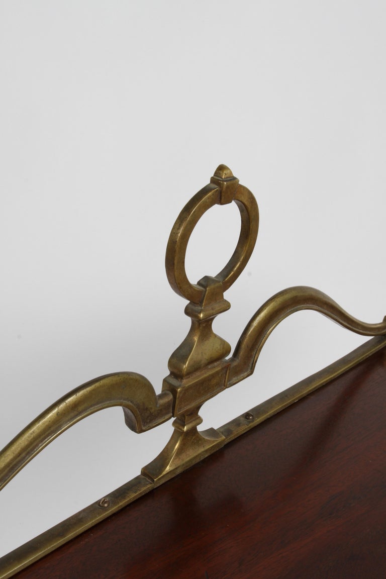 Vintage Italian Neo-Classical Demi-Lune Bronze Arrows & Mahogany Console Table For Sale 9