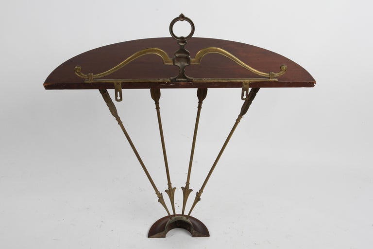 Vintage Italian Neo-Classical Demi-Lune Bronze Arrows & Mahogany Console Table For Sale 10