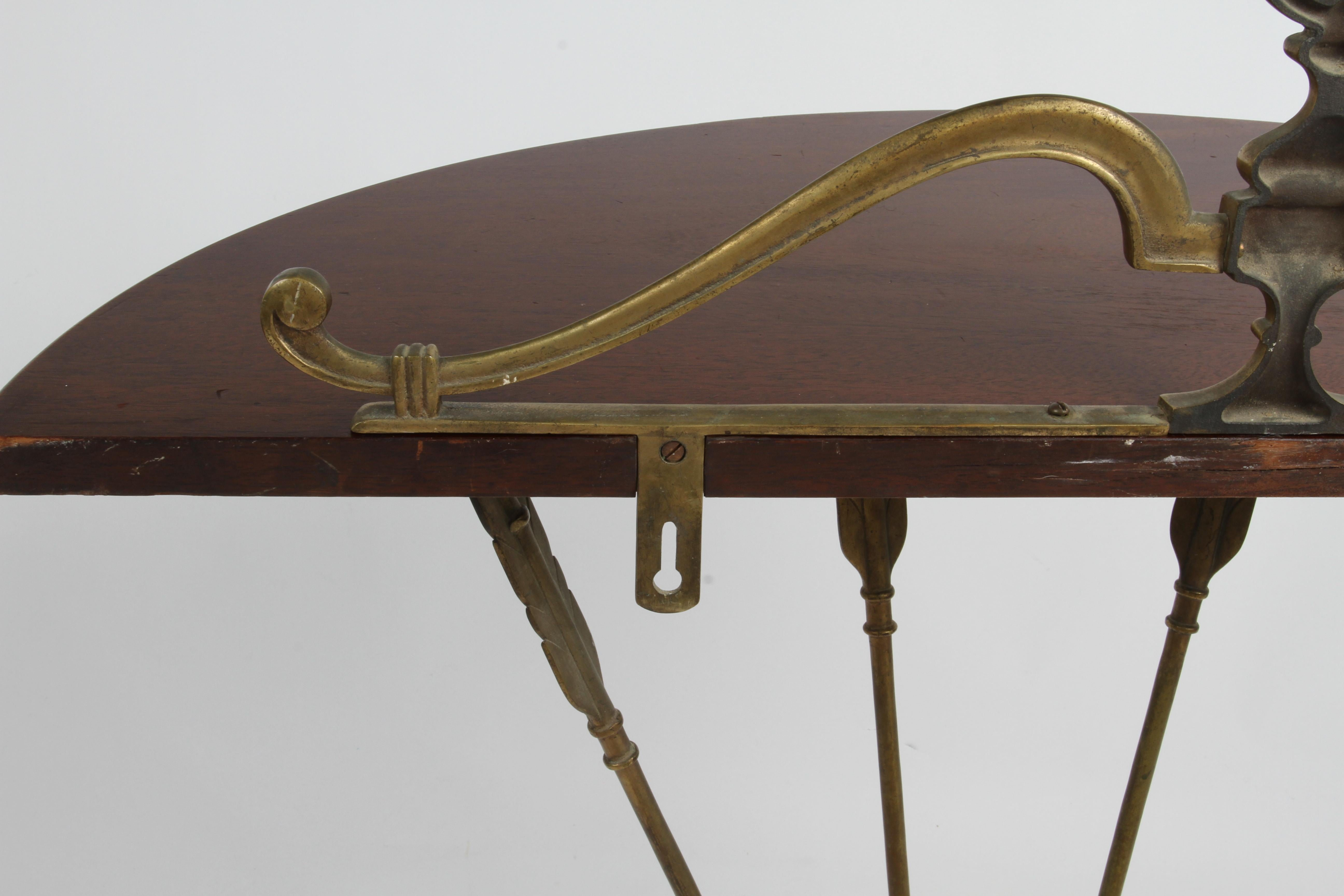 Vintage Italian Neo-Classical Demi-Lune Bronze Arrows & Mahogany Console Table For Sale 11
