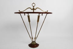 Vintage Italian Neo-Classical Demi-Lune Bronze Arrows & Mahogany Console Table