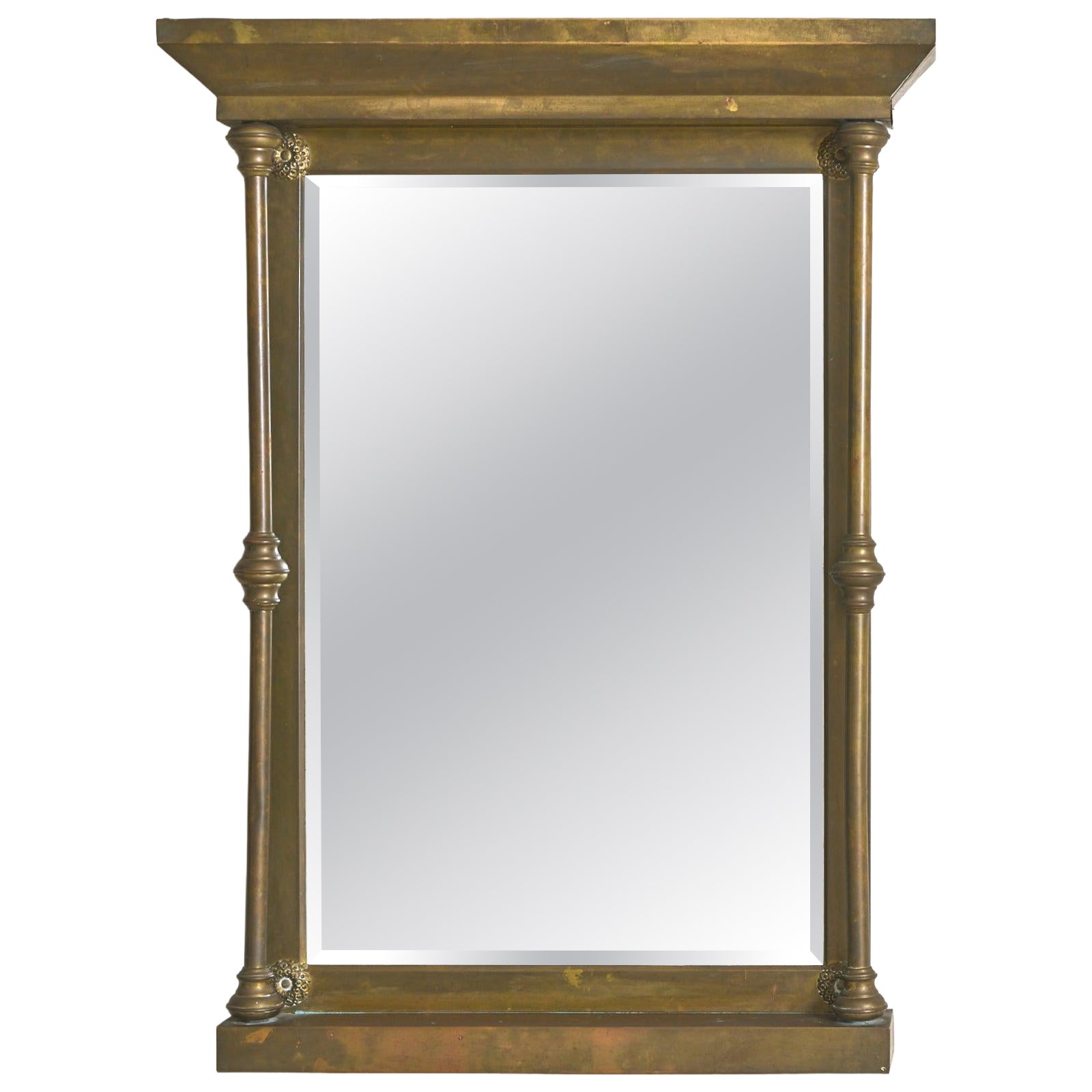 Miroir mural en laiton vintage italien néoclassique en vente