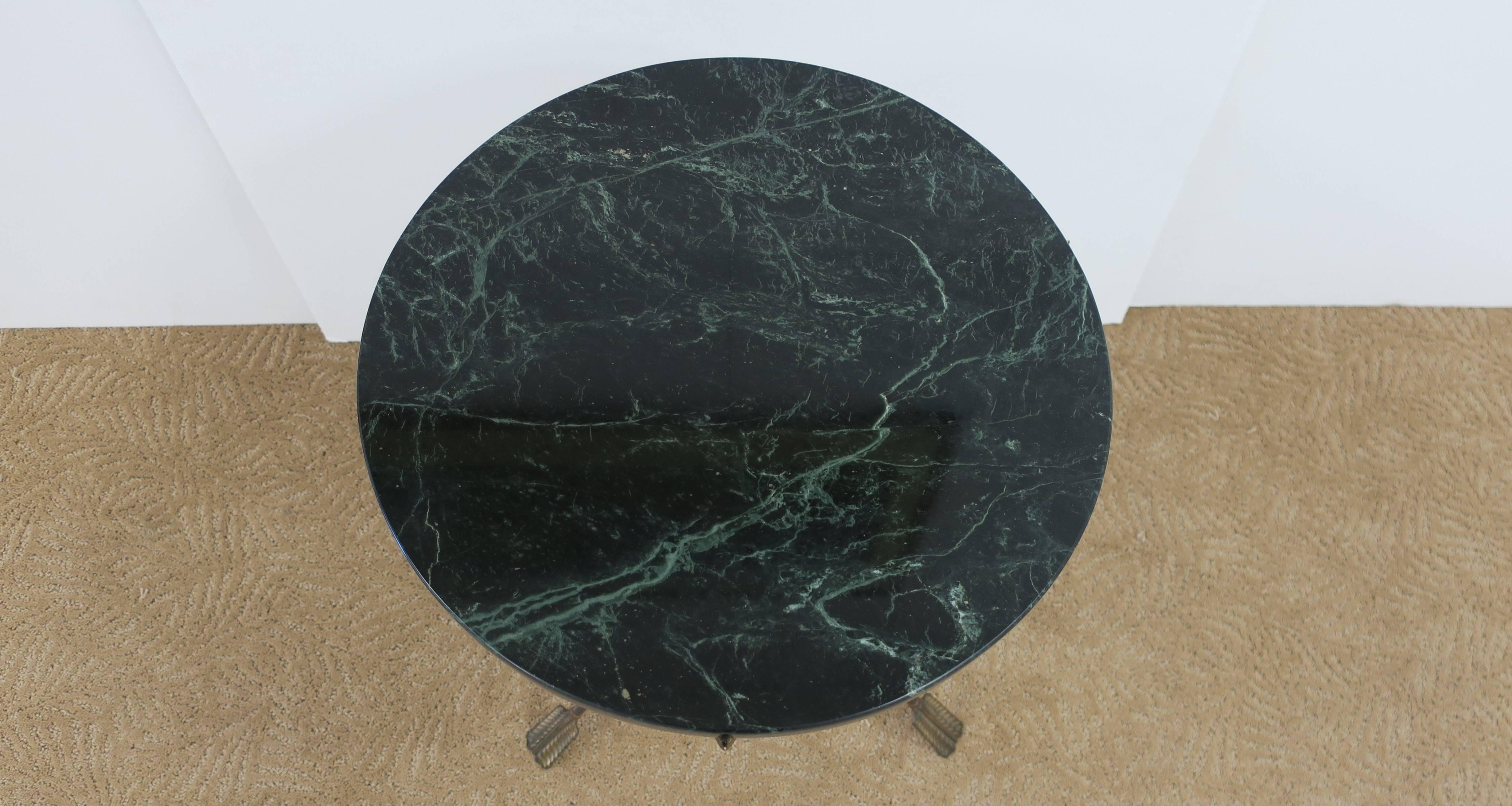 Italian Neoclassical Dark Green Marble and Brass Tripod Side Table 2