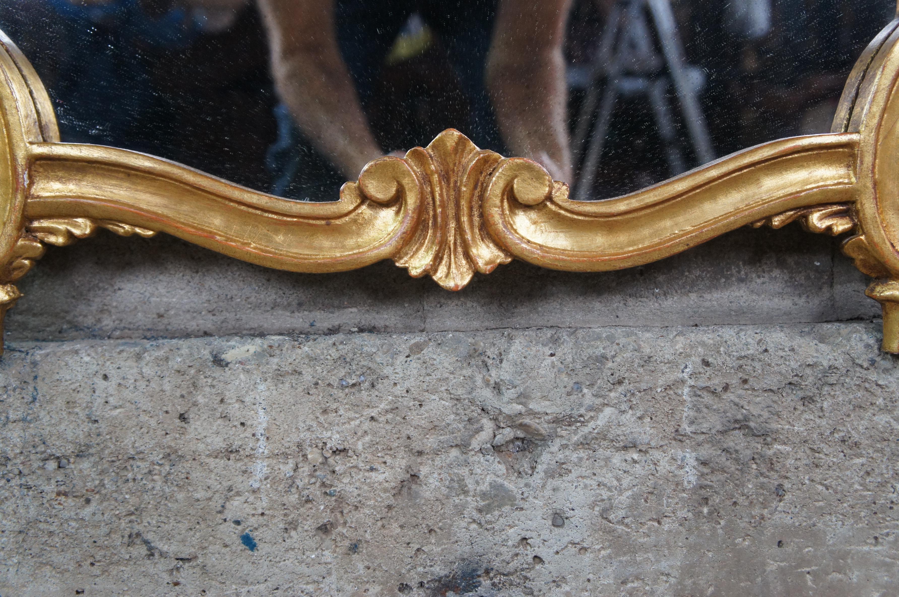 20th Century Vintage Italian Neoclassical Gold Gilt Baroque Rococo Wall Vanity Mirror