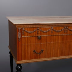 Vintage Italian Neoclassical Marble-Top Exotic Wood Sideboard, 20th Century