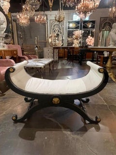 Vintage Italian Neoclassical Painted Window Bench